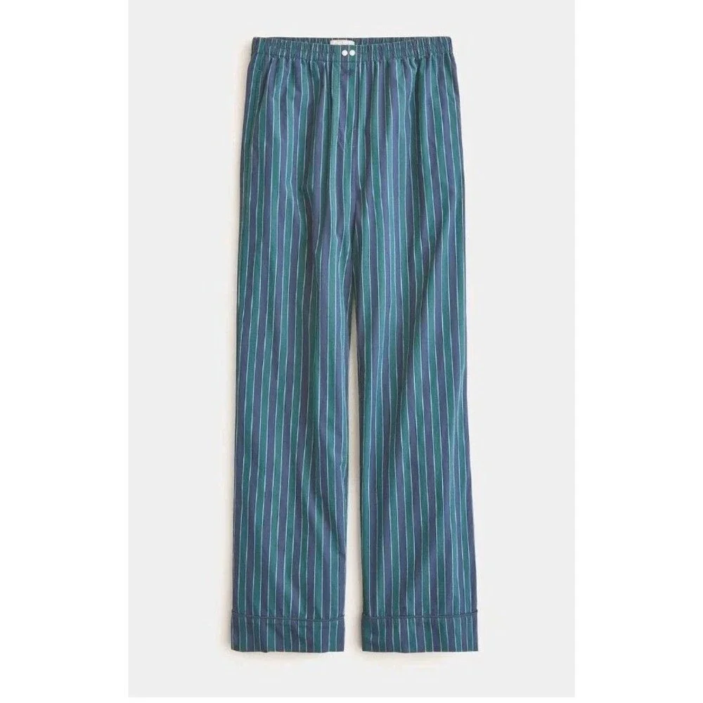 J.Crew Cotton Poplin Pajama Pant Peppermint Stripe Green CP548 Size L NWT
